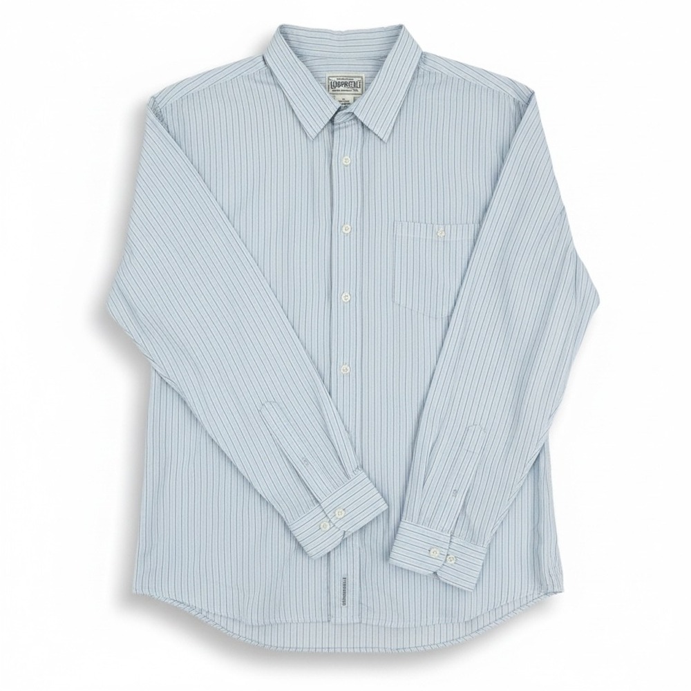 Aeropostale Mens Striped Long Sleeve Button Up Shirt Blue XL